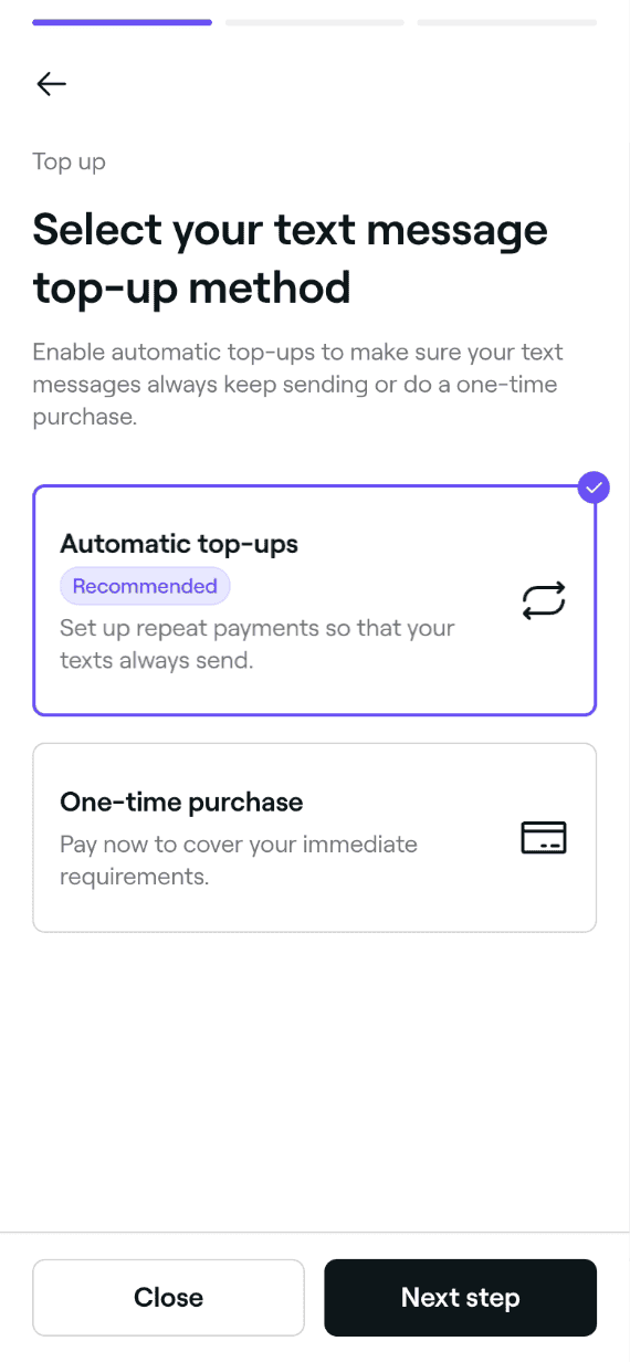 Enable automatic top-ups of your Fresha SMS balance