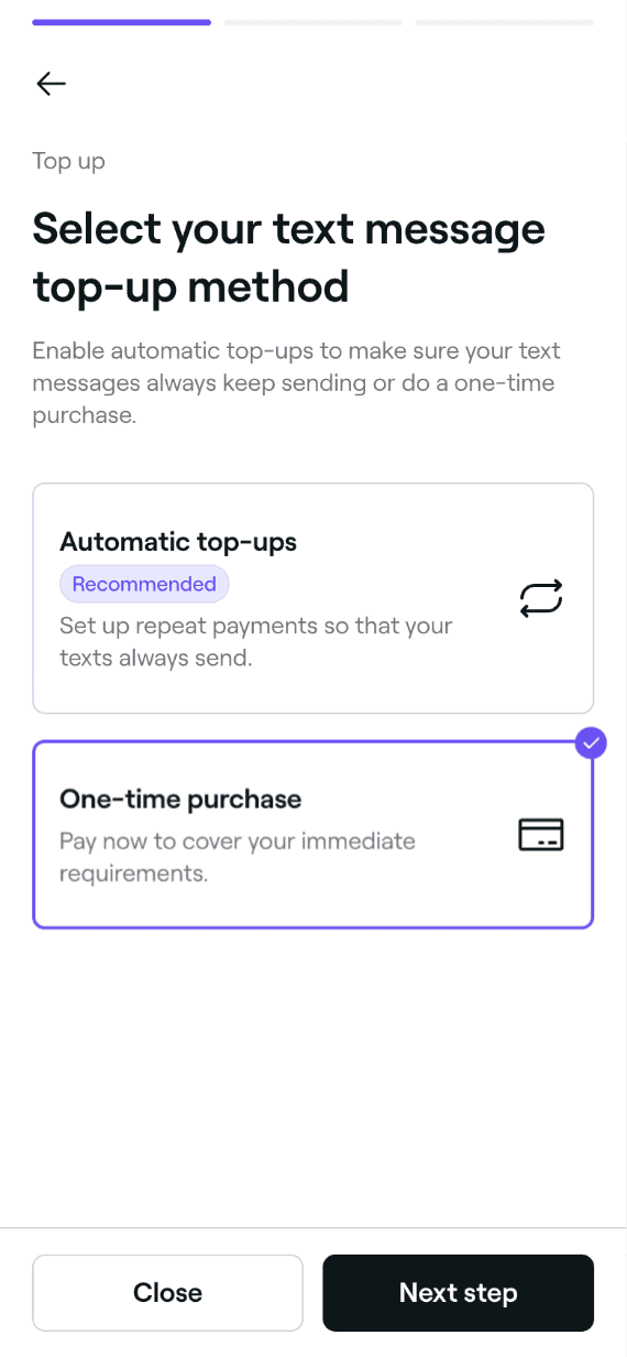 Top up your Fresha SMS balance manually with a one-time purchase