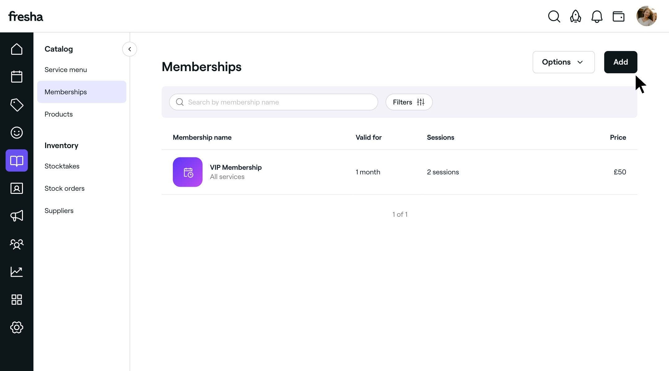 Create Memberships to sell online or manually in your Catalog