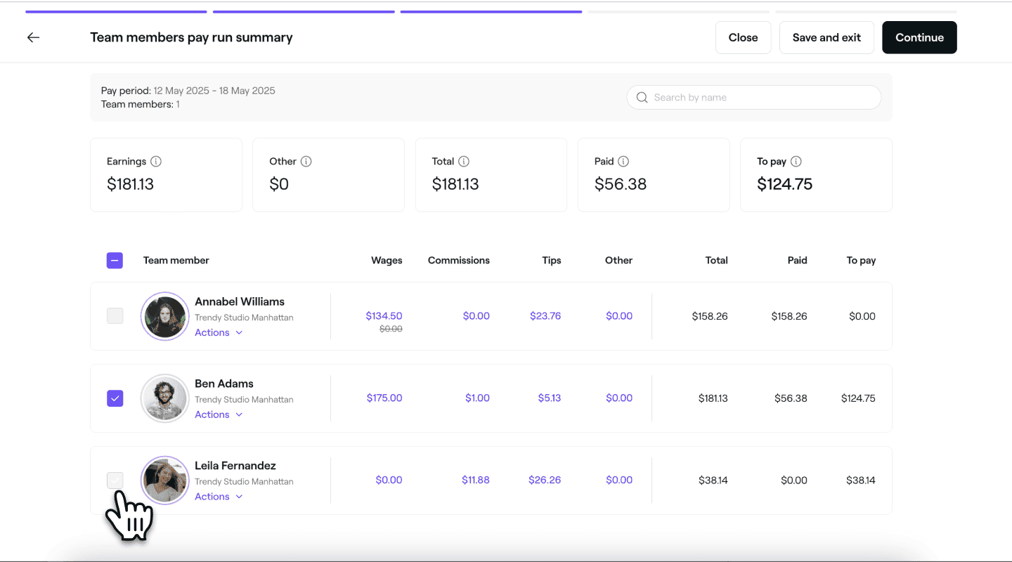 Pay runs team member pay summary type Fresha.png