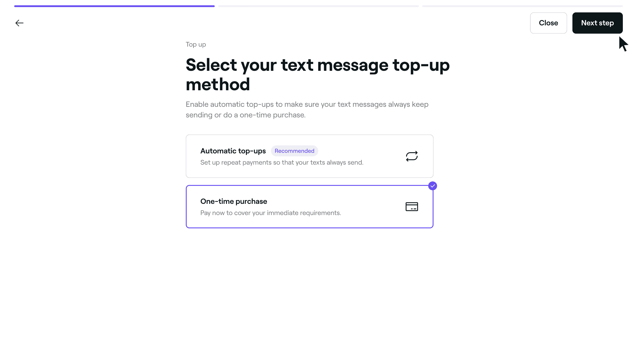 Top up your Fresha SMS balance manually with a one-time purchase