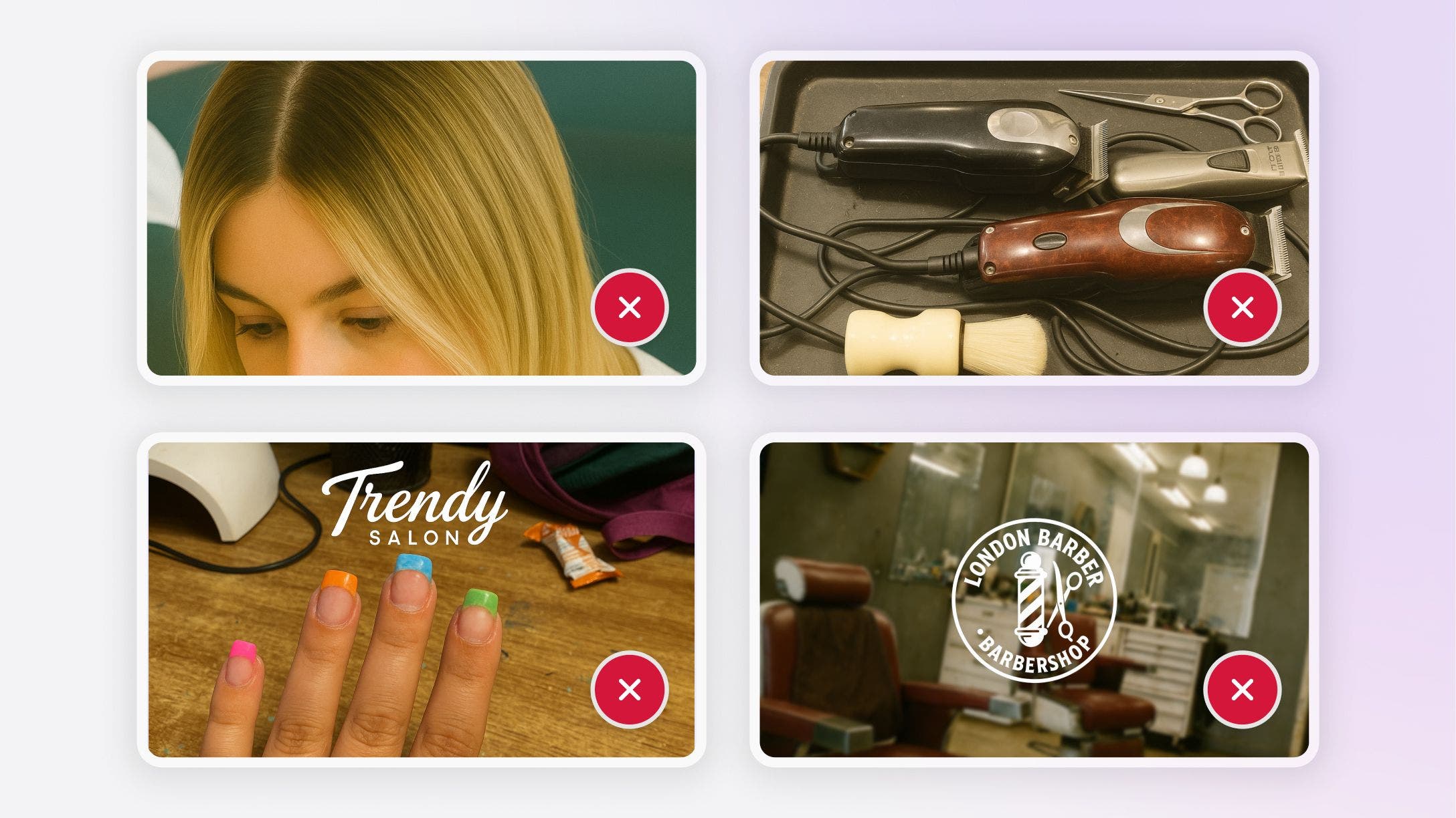 Venue image guideline examples for your Fresha marketplace profile.
