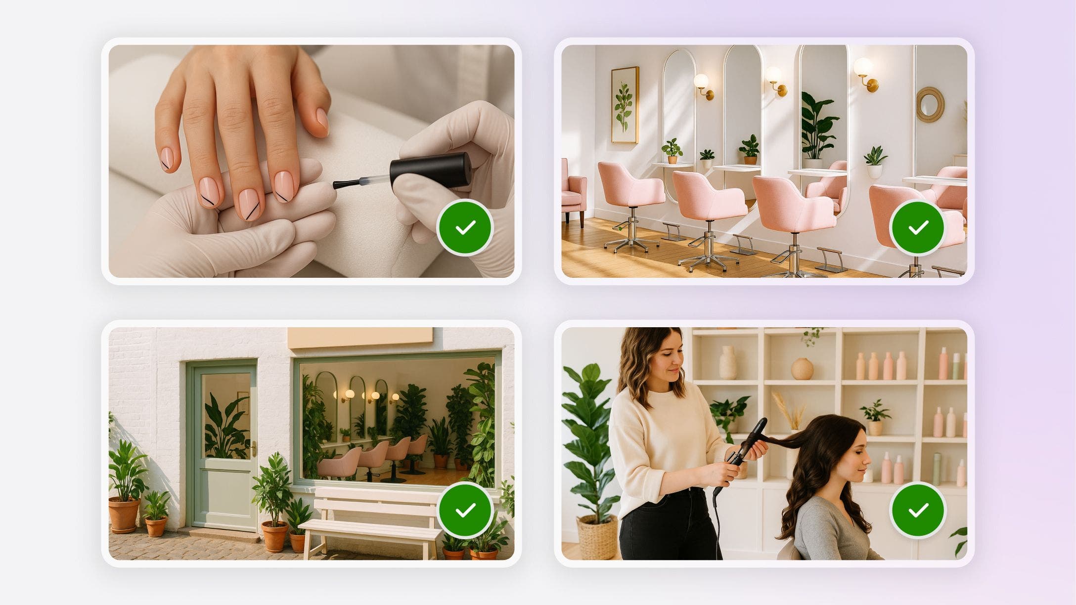 Venue image guideline examples for your Fresha marketplace profile.
