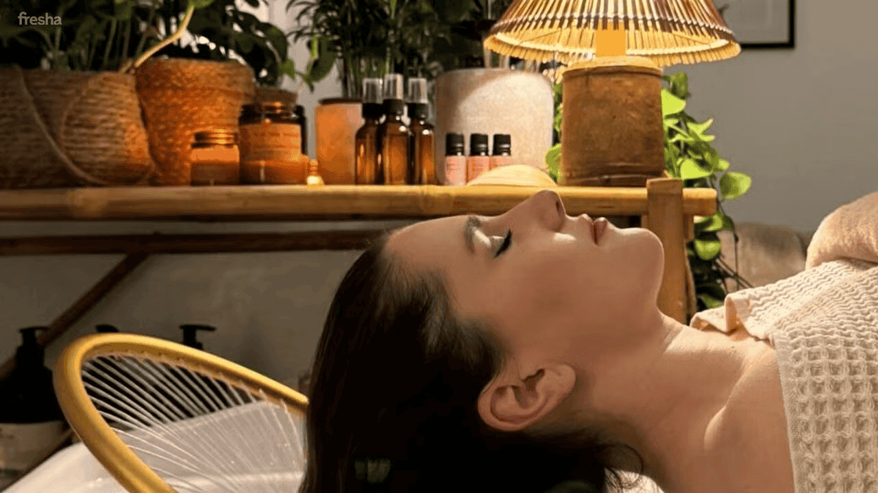 image of customer in chair for japanese head spa