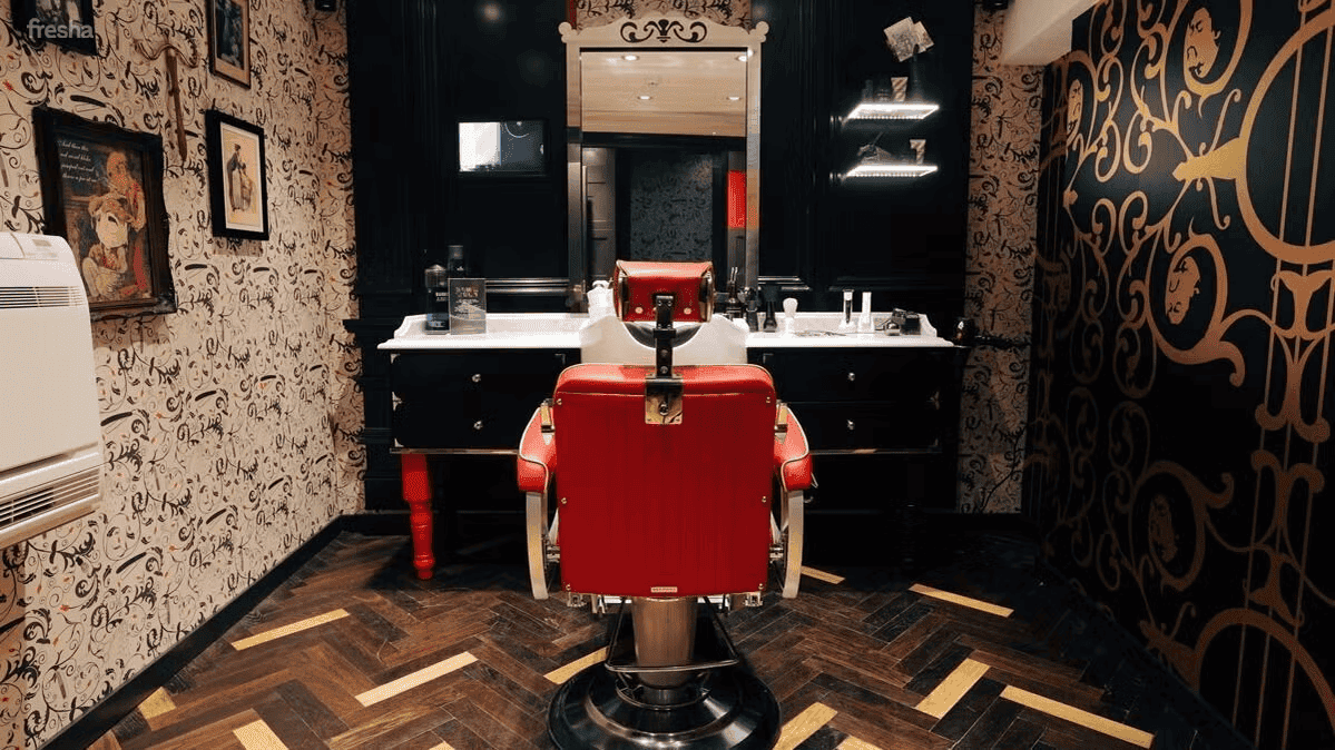 [IMAGE: Moody maximalist salon interior design with deep-coloured walls and ambient lighting. Alt text: "Speakeasy-style moody maximalist salon interior design"]