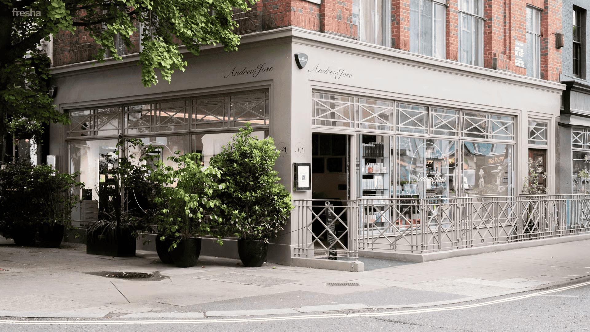 front of andrew jose salon in london
