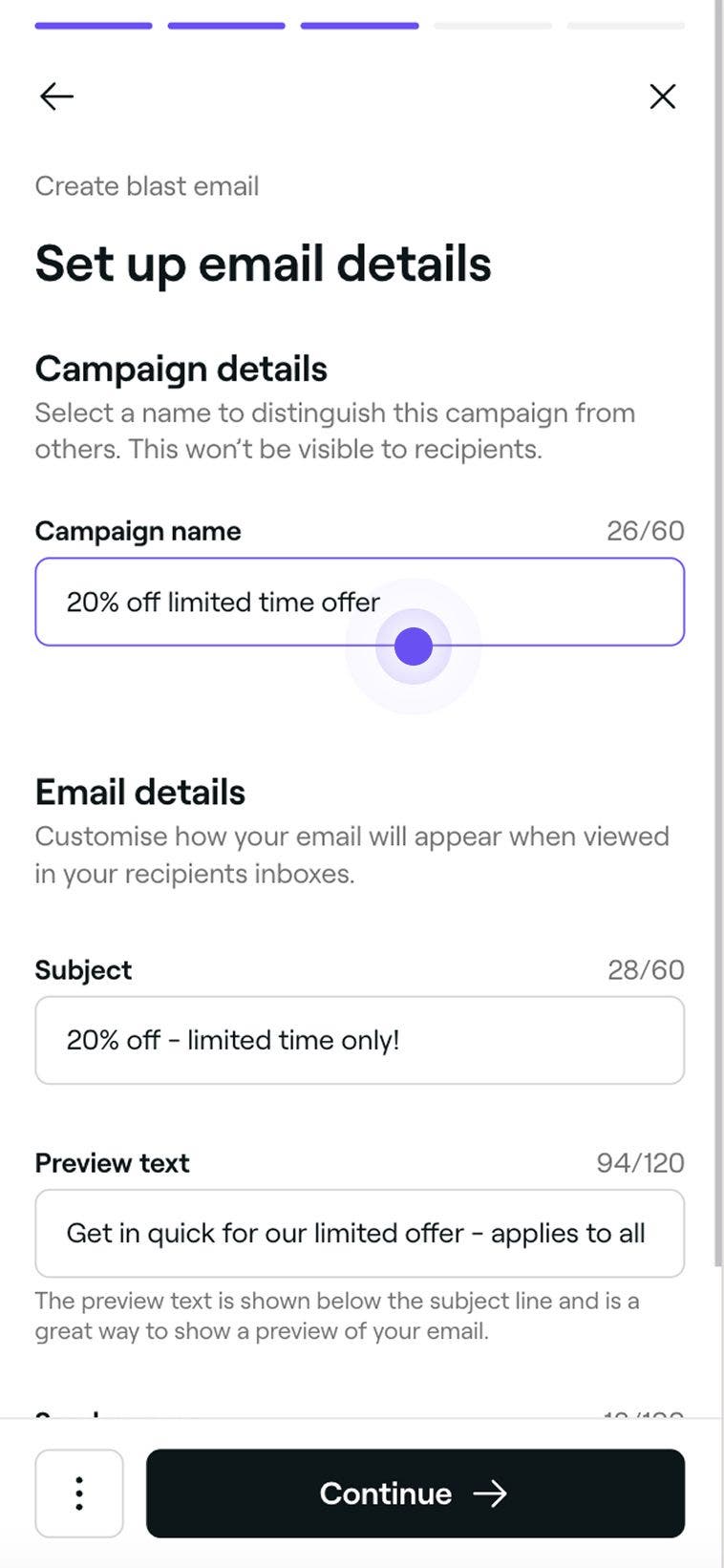 mobile Blast campaigns email details Fresha.jpg