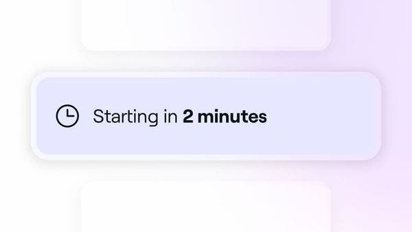 Notification message for shift starting in two minutes.