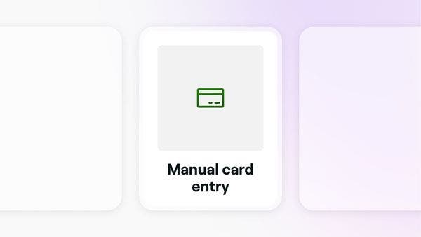 Manual card entry displayed as a payment method when checking out a sale in Fresha.
