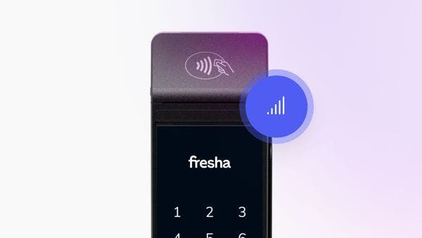 A Fresha card terminal connected to a cellular network.
