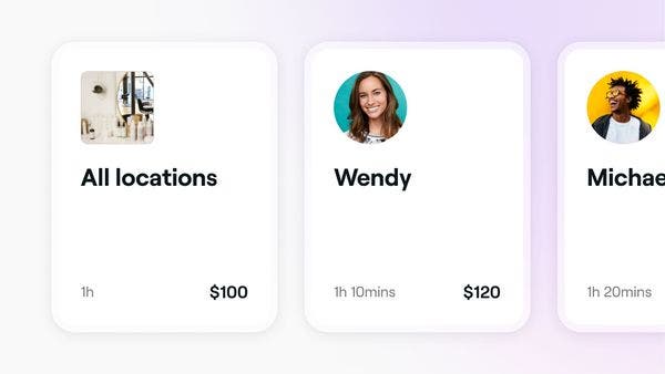 Variation of prices for a single service based on team member or location on Fresha.