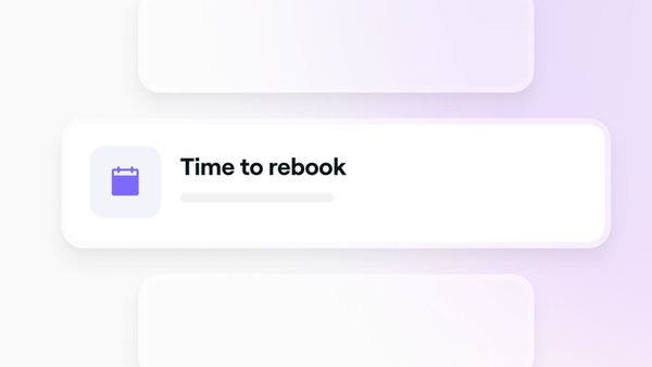 An automated message to clients reminding them to rebook on Fresha.