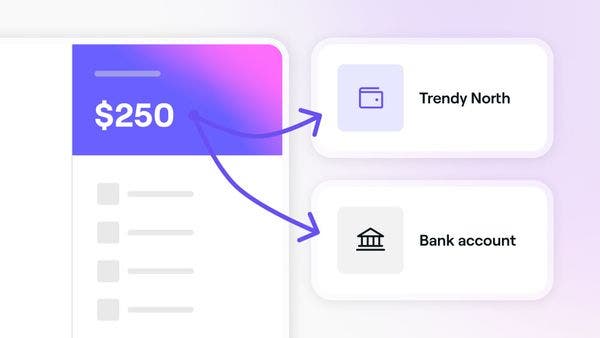Transferring an amount on Fresha from a location to a bank account.