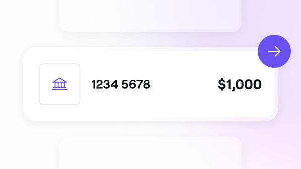 Fresha personal wallet $1000 transaction from a bank listing.