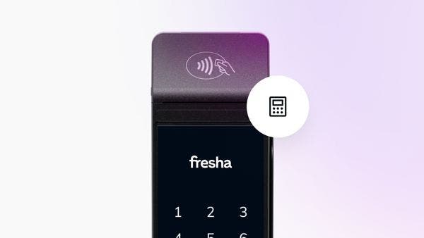 Locating the totals report on a Fresha card terminal.