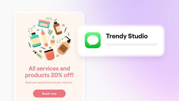 A blast campaign set up to be sent to clients via email and text via on Fresha.
