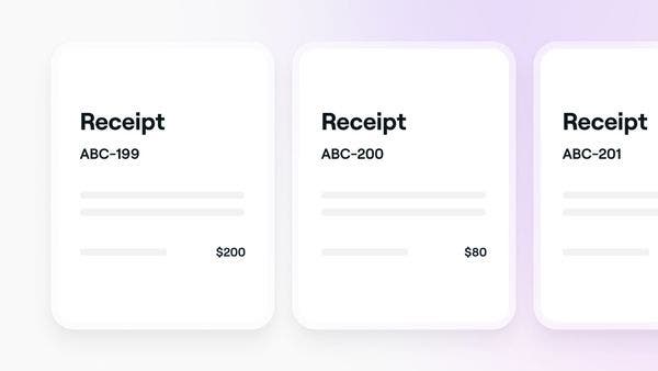Receipts displayed in order on Fresha.