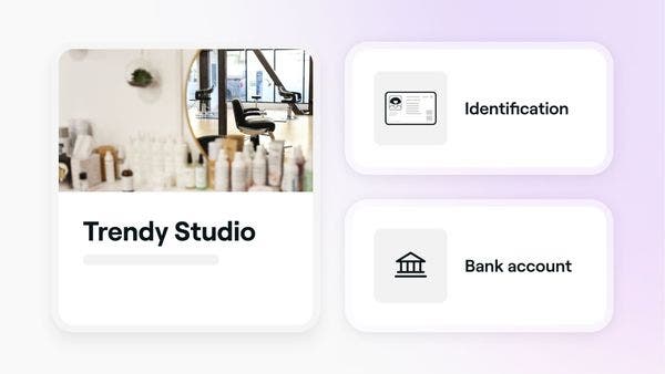 Adding identification and bank account details to process payments using Fresha as a company.