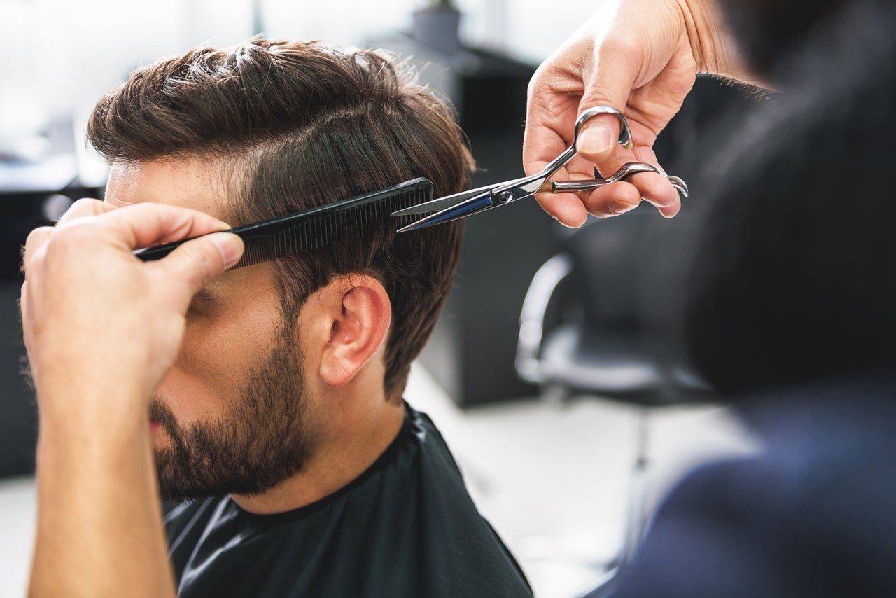 Mens hair straightening shop salon near me