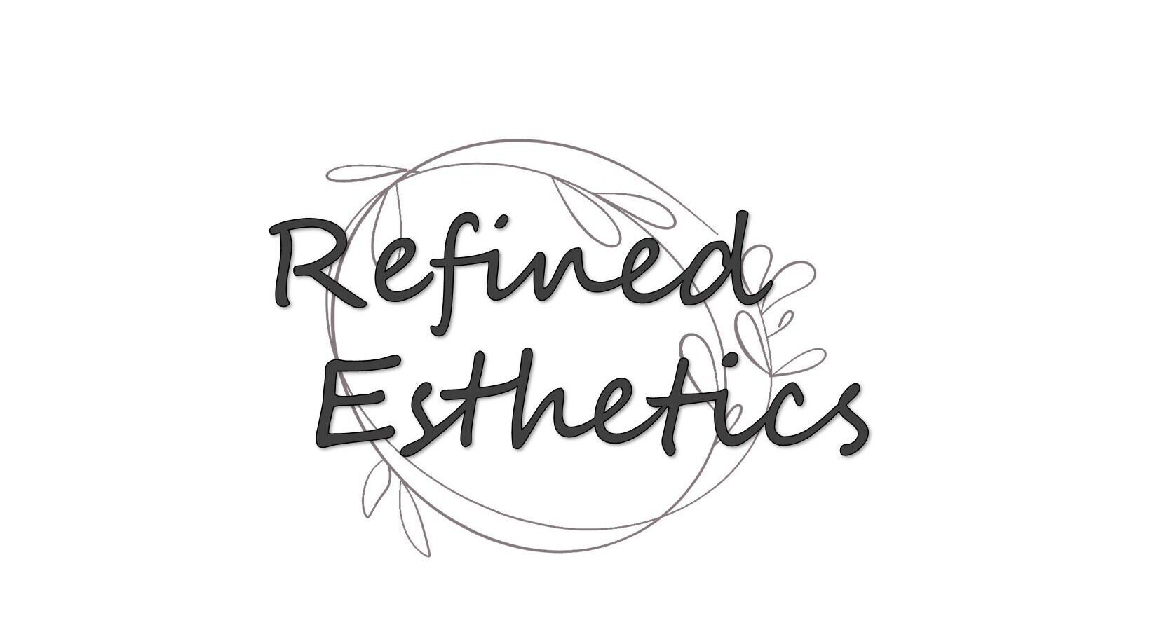 Logo of Refined Esthetics with decorative floral design in Dekalb, Illinois, US.
