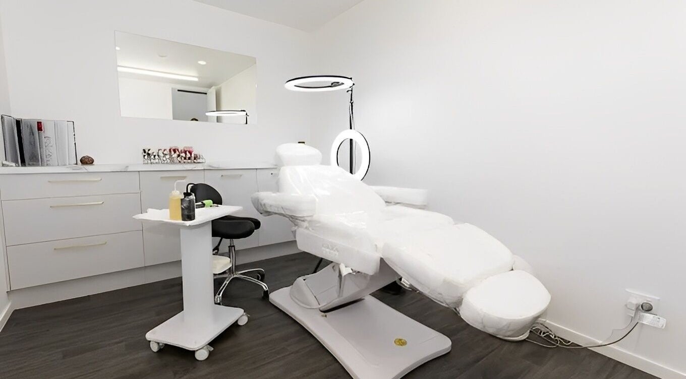 Tattoo treatment room at Dasha, Cosmetic & Medical Tattoo, Christchurch, Canterbury, NZ. Modern and serene ambiance.
