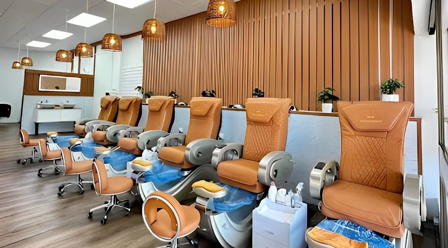 Relaxing pedicure chairs in Rose Nails and Beauty, Te Awamutu, Waikato, NZ with modern, calming decor.