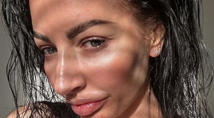 Close-up of a woman's radiant skin at Sknject, Rotherham, England, GB.