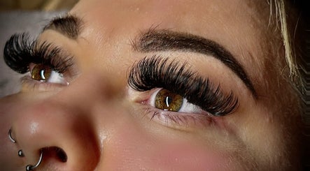 Close-up of eyelash extensions at The Beauty Collective, Kintore, Scotland, GB.