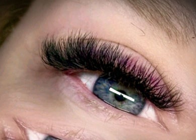 Close-up of a beautifully crafted eyelash extension at The Beauty Collective, Kintore, Scotland, GB.