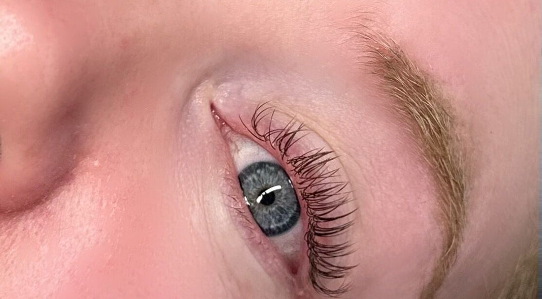 Close-up of eyelash extensions at The Beauty Collective in Kintore, Scotland, GB.
