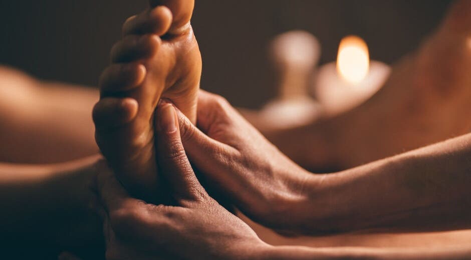 Relaxing foot massage at Beauty by Tara, Ballina, County Mayo, IE, enhancing wellness and tranquility.