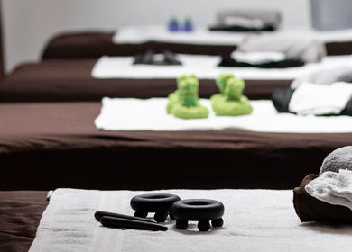 Relaxing massage room setup at Jinsei Massage - Pila Branch, Pila, Calabarzon, PH featuring cozy linens and tools.