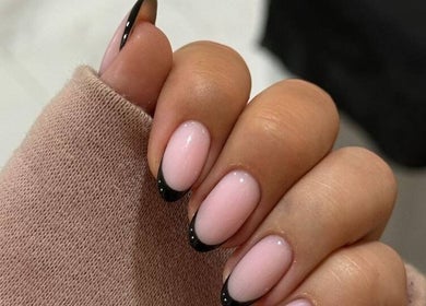 Elegant black-tipped nails at Sadiou's Lab, Bali, Bali, ID, showcasing a modern manicure style.