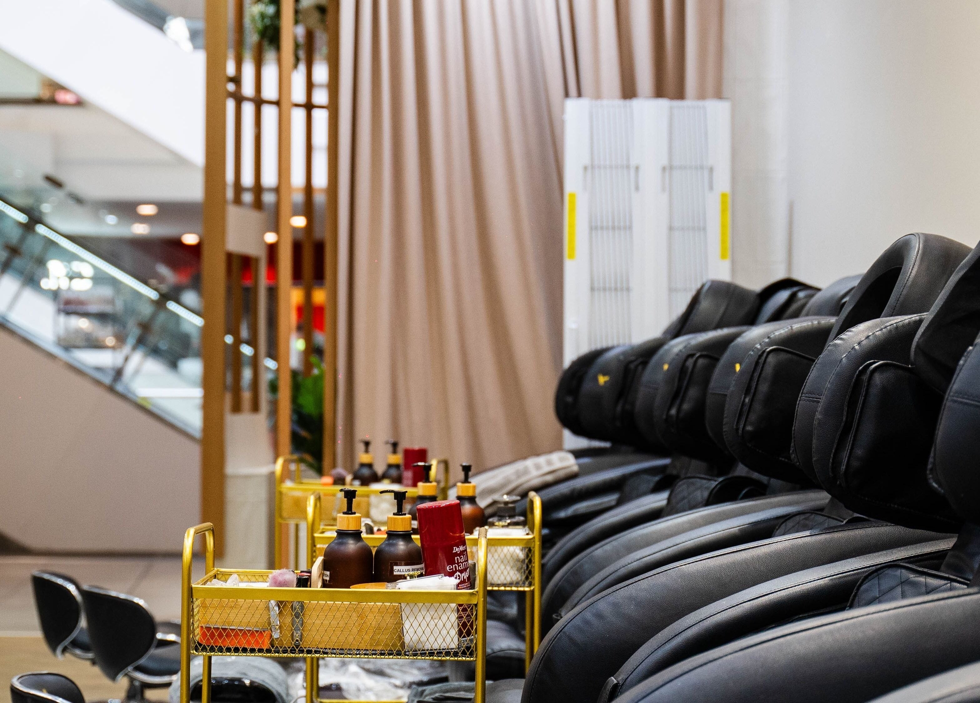 Comfortable pedicure chairs at The Nail Bar By Creative Claws, Indooroopilly, Queensland, AU.