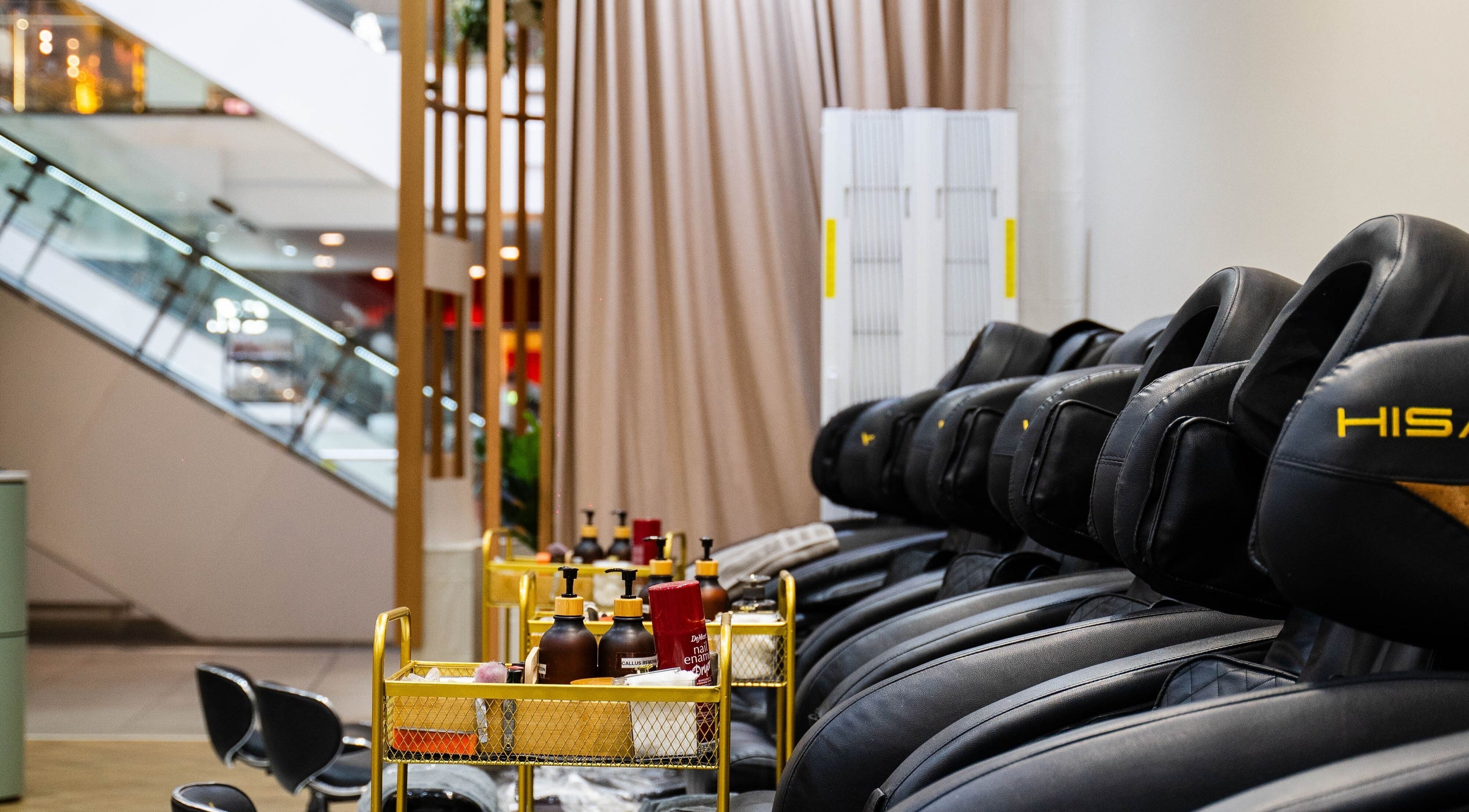 Comfortable pedicure chairs at The Nail Bar By Creative Claws, Indooroopilly, Queensland, AU.