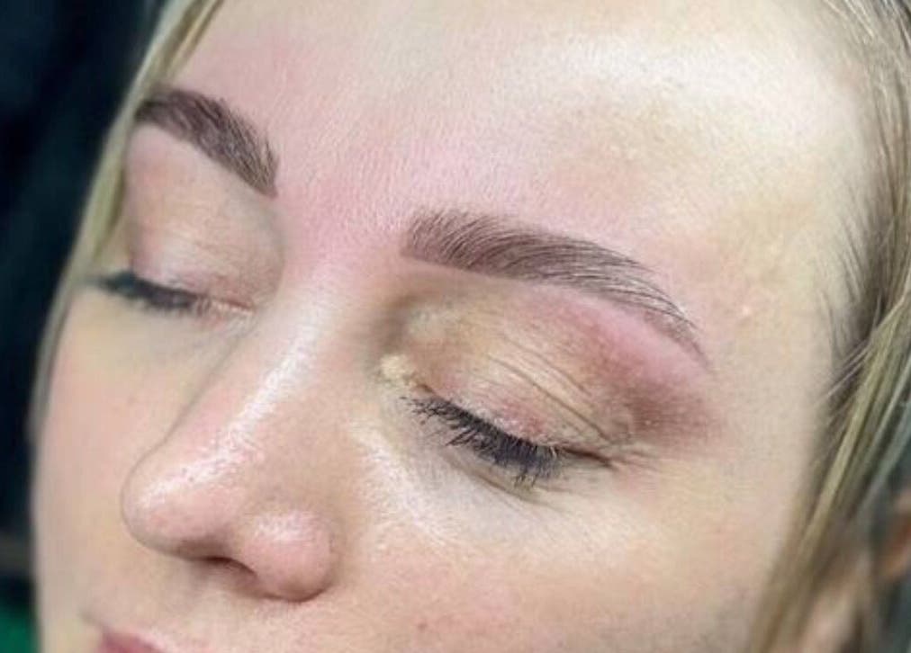 Close-up of perfectly shaped brows from G L O Y À in Rochester, England, GB, highlighting beauty services.