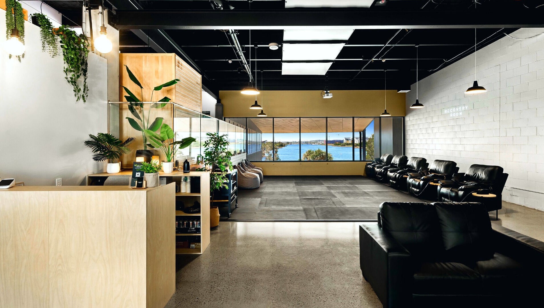 Luxurious seating area in Recovery Room Kawana Waters, Bokarina, Queensland, AU with coastal views.