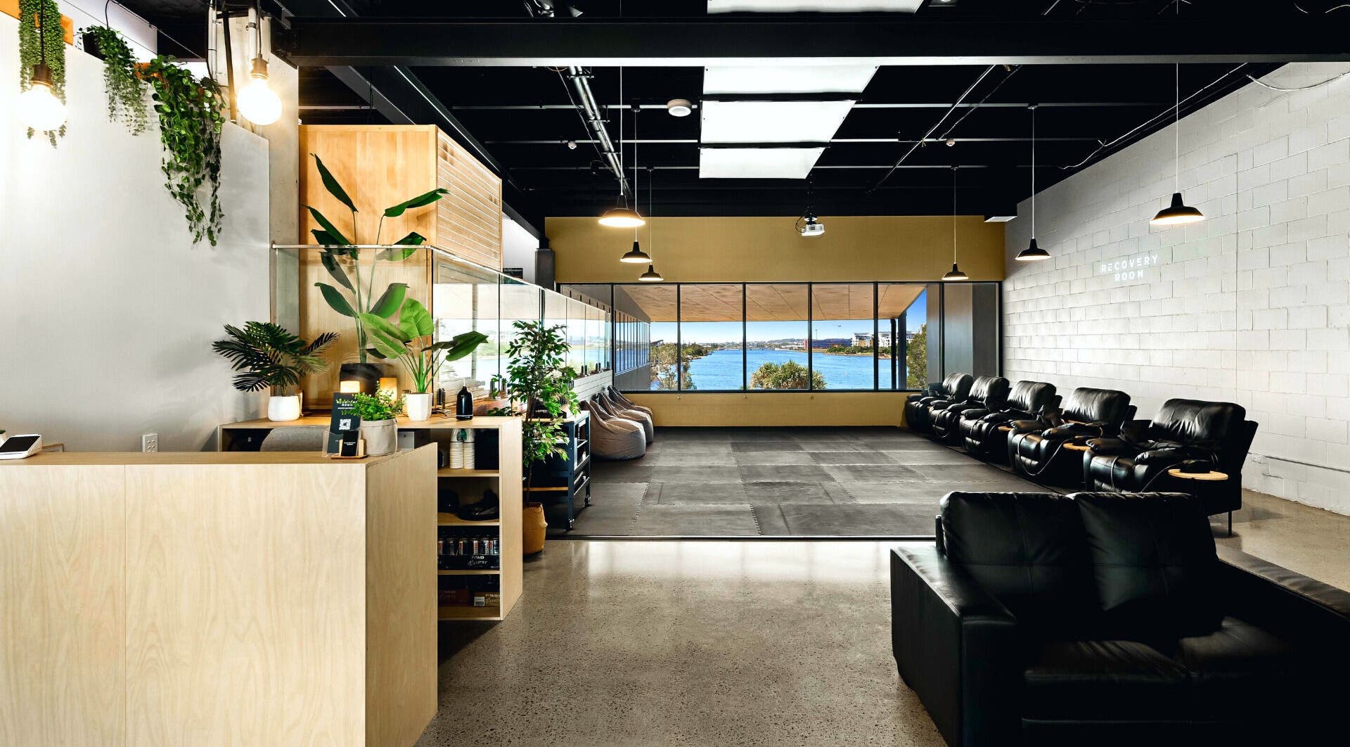 Luxurious seating area in Recovery Room Kawana Waters, Bokarina, Queensland, AU with coastal views.