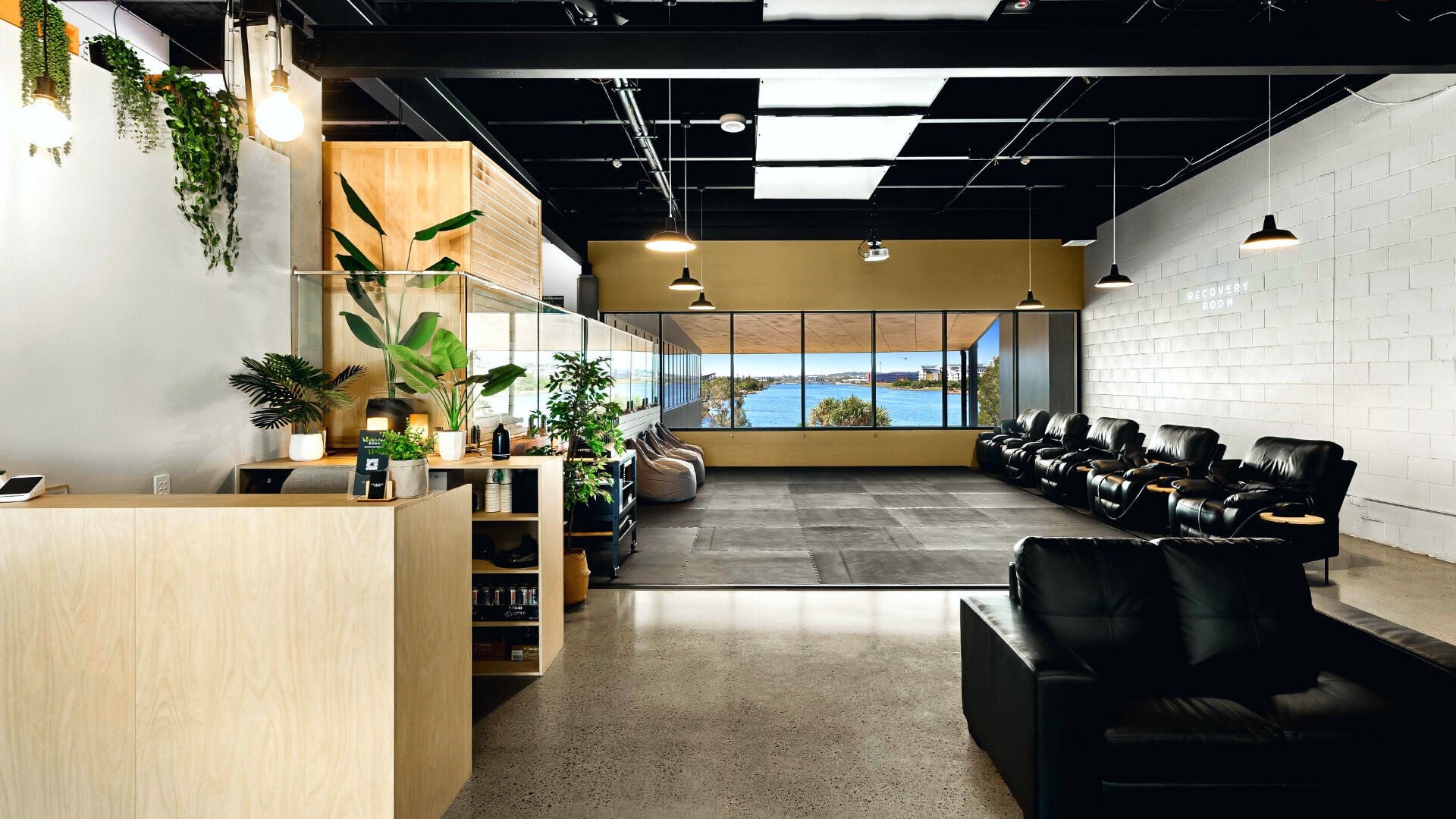 Luxurious seating area in Recovery Room Kawana Waters, Bokarina, Queensland, AU with coastal views.