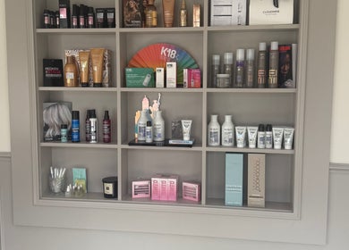 Haircare and beauty products at Hagon Hair & Beauty Ltd, Brighton And Hove, England, GB, elegantly displayed.