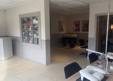 Chic reception and styling stations at Hagon Hair & Beauty Ltd, Brighton And Hove, England, GB.