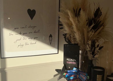 Cozy decor with motivational quote at Hagon Hair & Beauty Ltd, Brighton And Hove, England, GB.