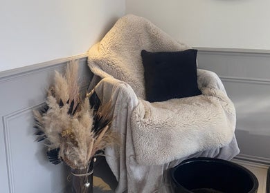 Elegant relaxation chair at Hagon Hair & Beauty Ltd, Brighton And Hove, England, GB with fluffy texture.