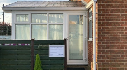 Entrance to Sarah Sharp Massage in Copmanthorpe, England featuring a serene and welcoming setting.