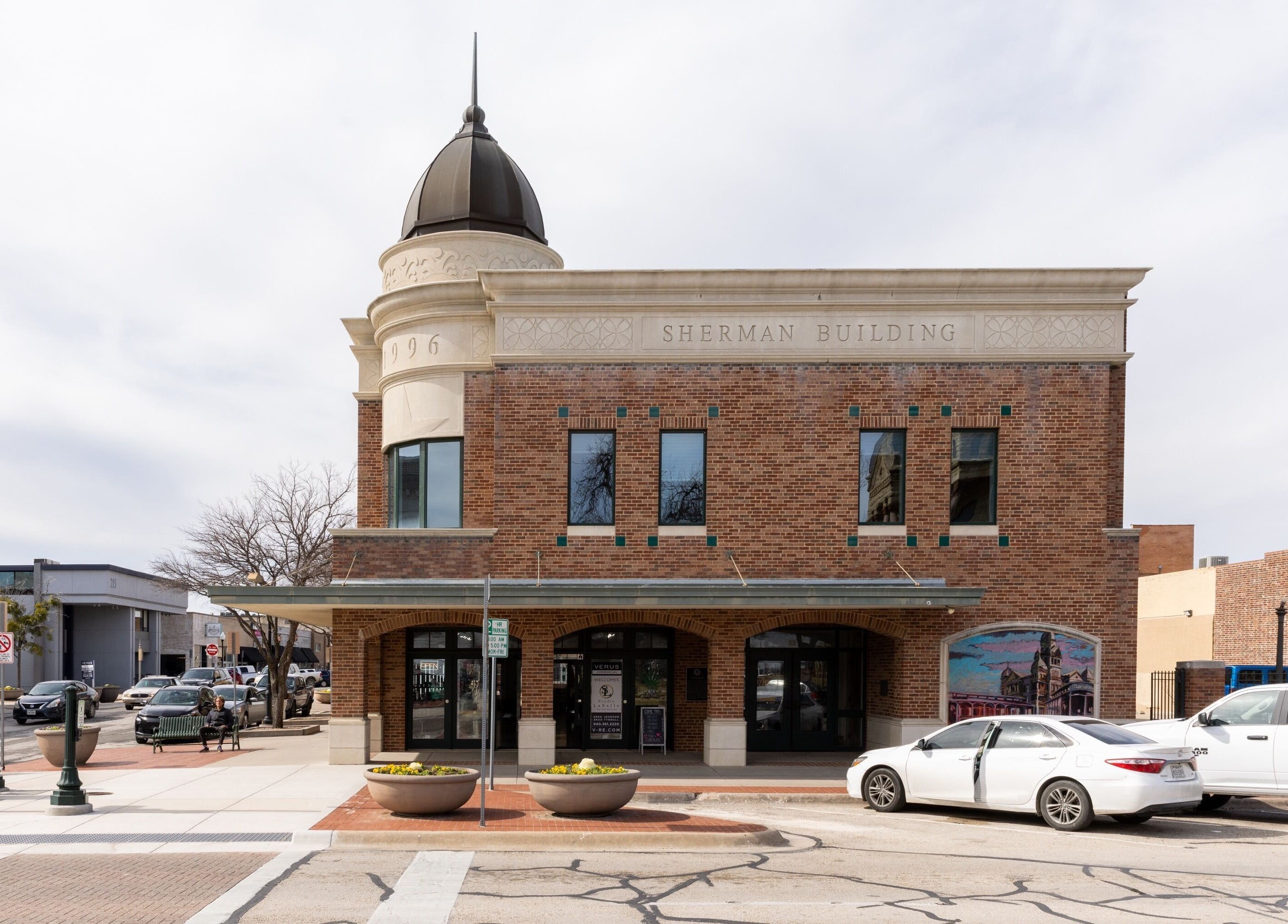 Front view of Sherman Building hosting Studio LaSalle in Denton, United States, US.