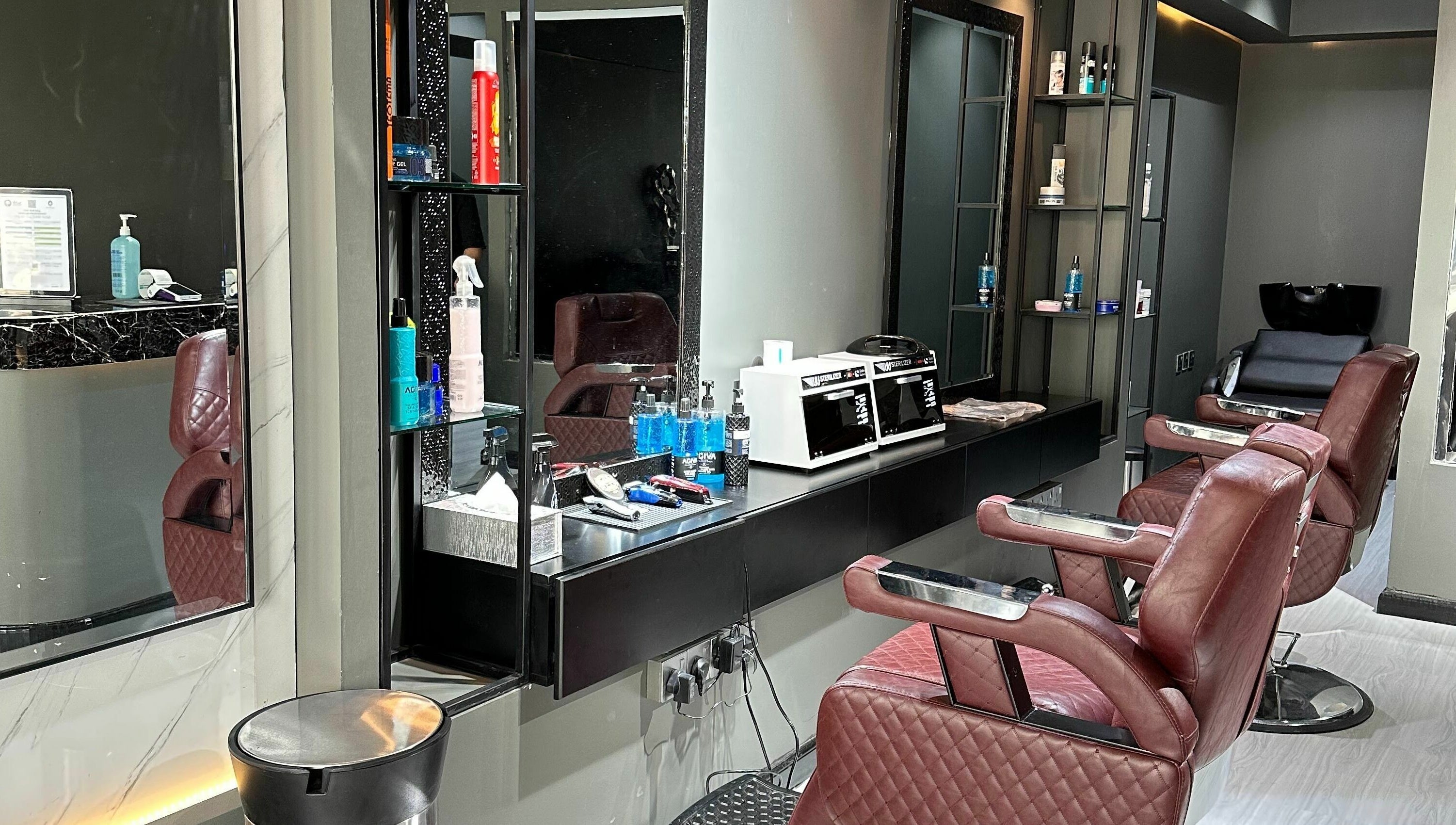 Modern barber chairs and sleek interiors at NjM Barbershop -النجم الخفي للحلاقة, Riyadh, Riyadh Province, SA.