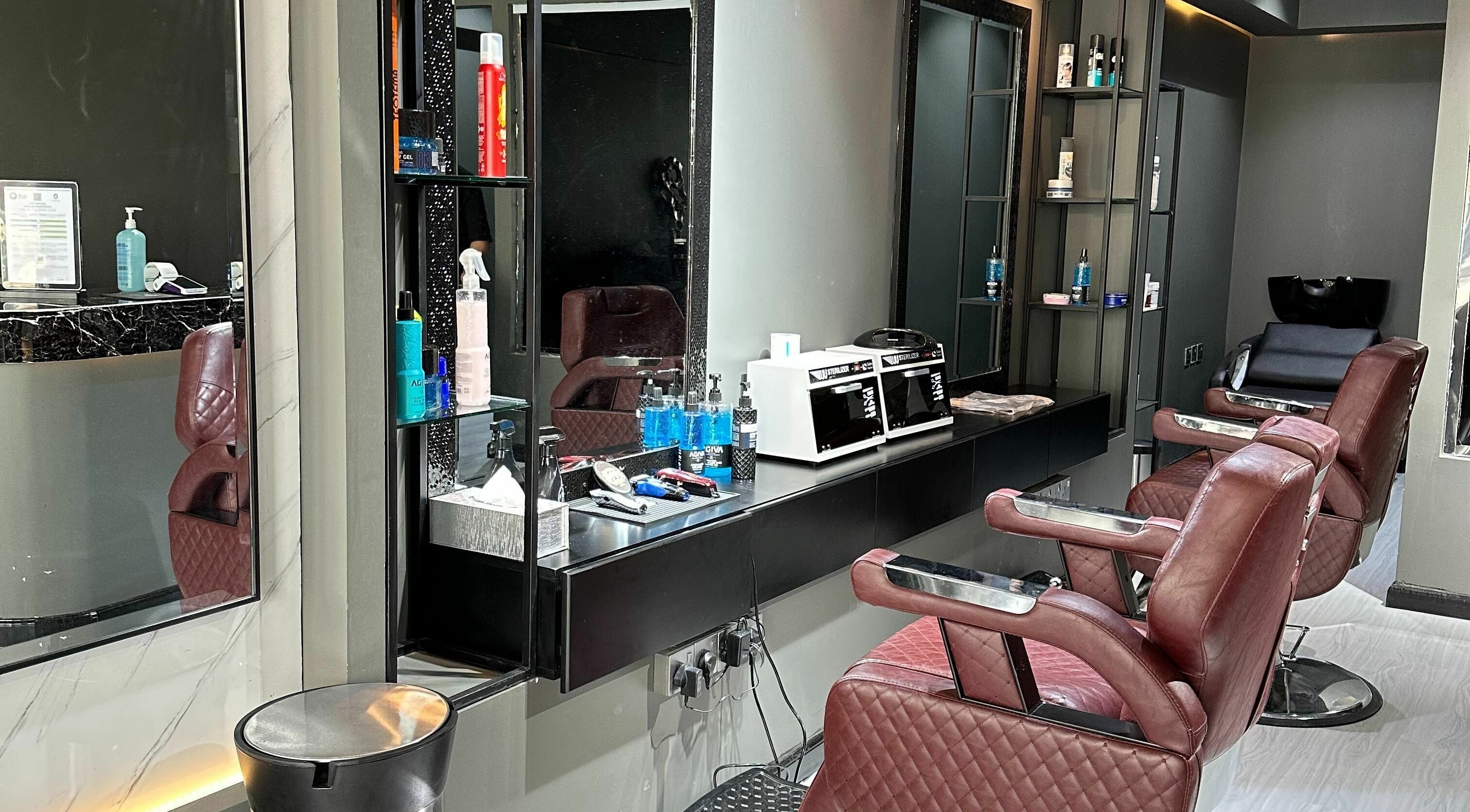Modern barber chairs and sleek interiors at NjM Barbershop -النجم الخفي للحلاقة, Riyadh, Riyadh Province, SA.