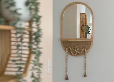 Chic mirror decor at Sharn's Beauty Room in Bennett Springs, Western Australia, AU enhances the serene ambiance.