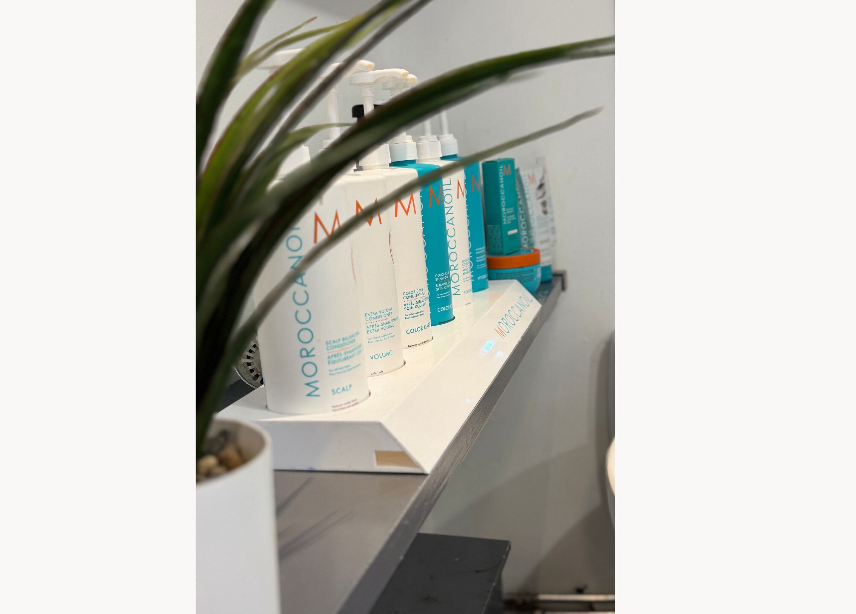 Moroccanoil products on display at Bonds Aesthetics, The Royal Town of Sutton Coldfield, England, GB.
