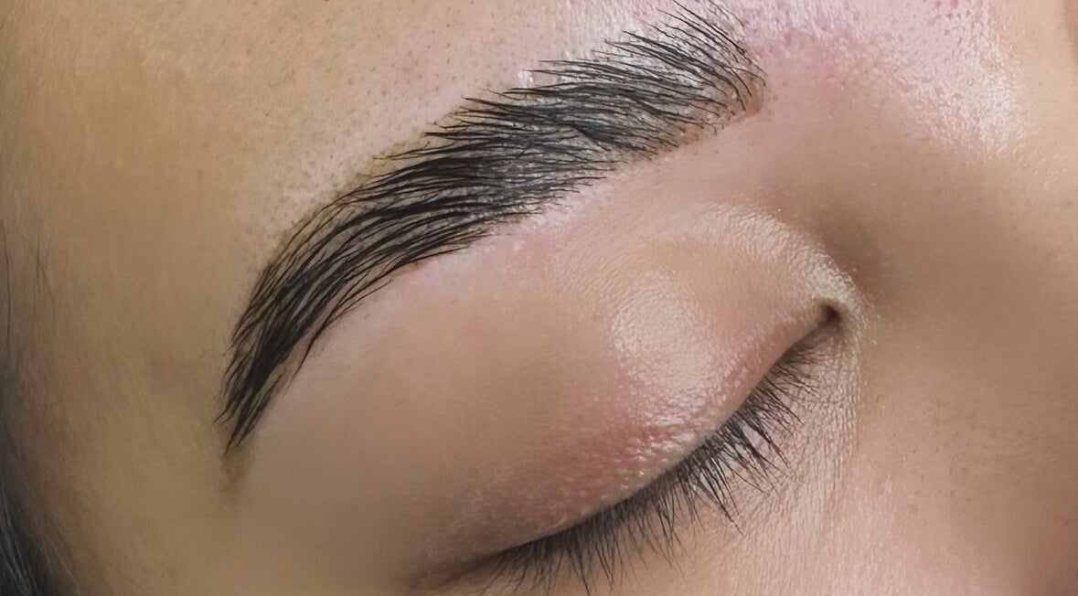 Close-up of perfectly shaped eyebrow at U Lash and Beauty, Bankstown, New South Wales, AU.